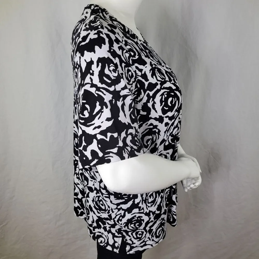 Allison Daley Black and White Floral Print Top‎_4